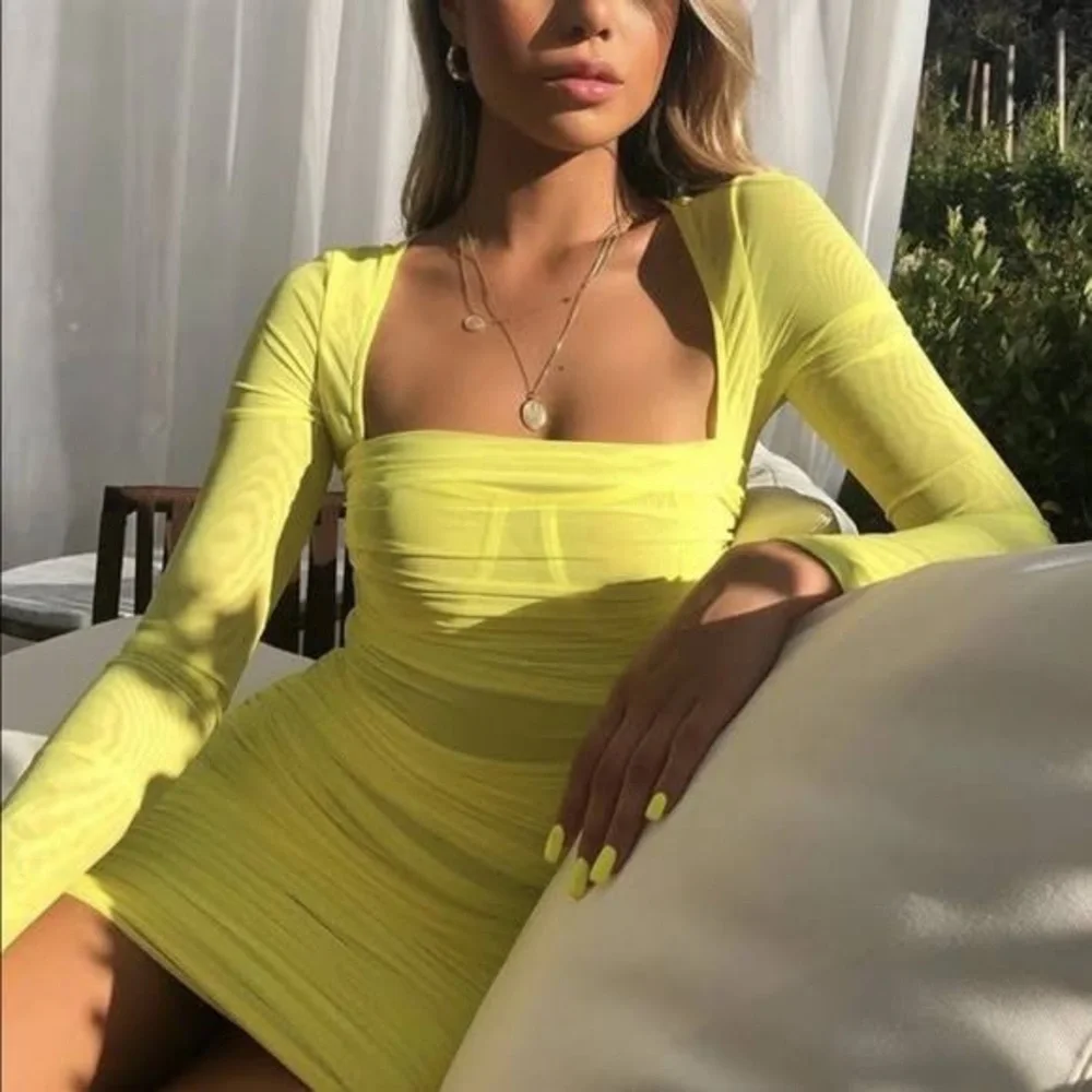 House Of Cb Valentina Chartreuse Dress - Picture 3 of 6
